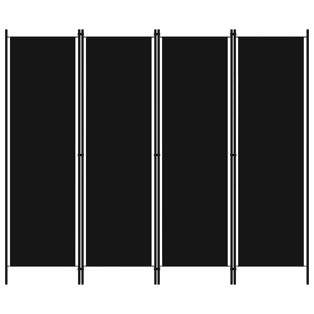 vidaXL 4-Panel Room Divider Black 200x180 cm