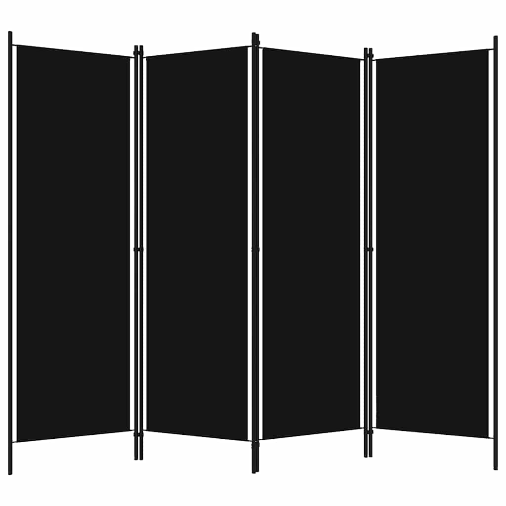 vidaXL 4-Panel Room Divider Black 200x180 cm