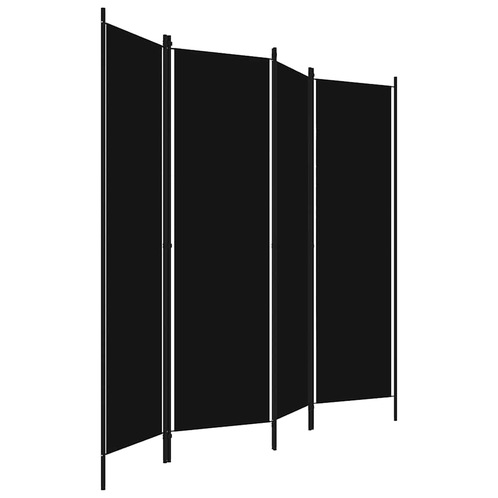 vidaXL 4-Panel Room Divider Black 200x180 cm