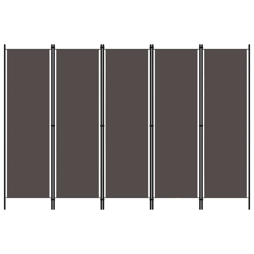 vidaXL 5-Panel Room Divider Anthracite 250x180 cm
