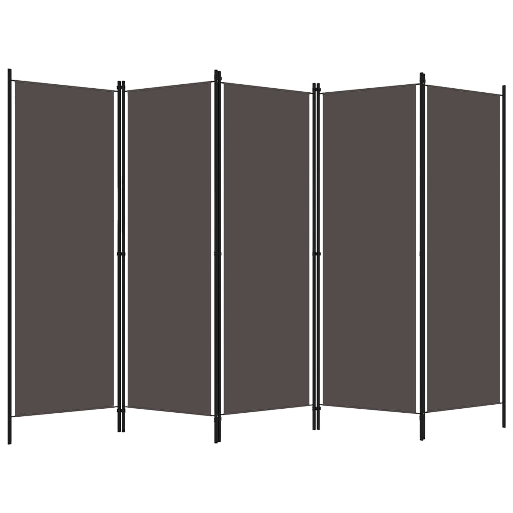 vidaXL 5-Panel Room Divider Anthracite 250x180 cm