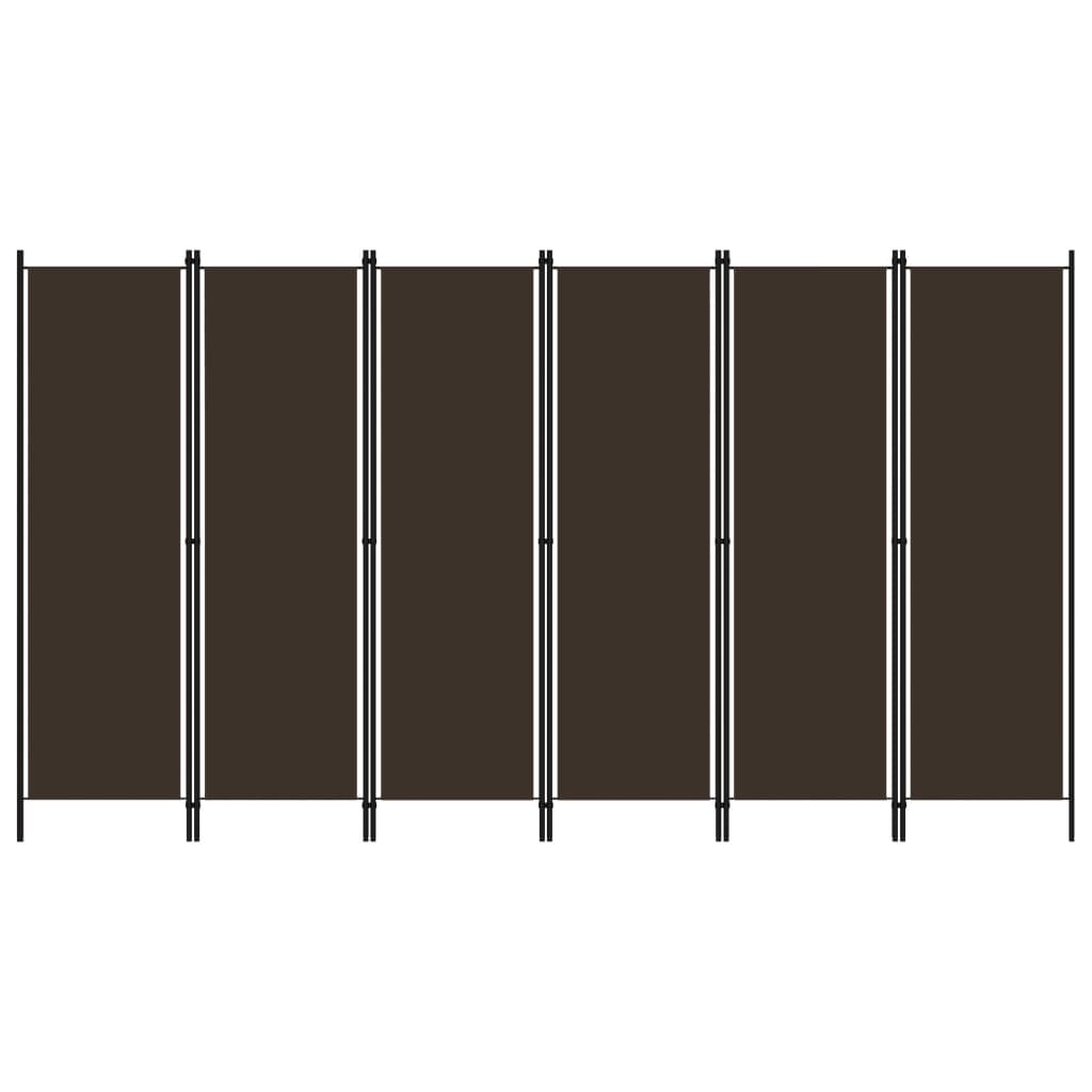 vidaXL 6-Panel Room Divider Brown 300x180 cm