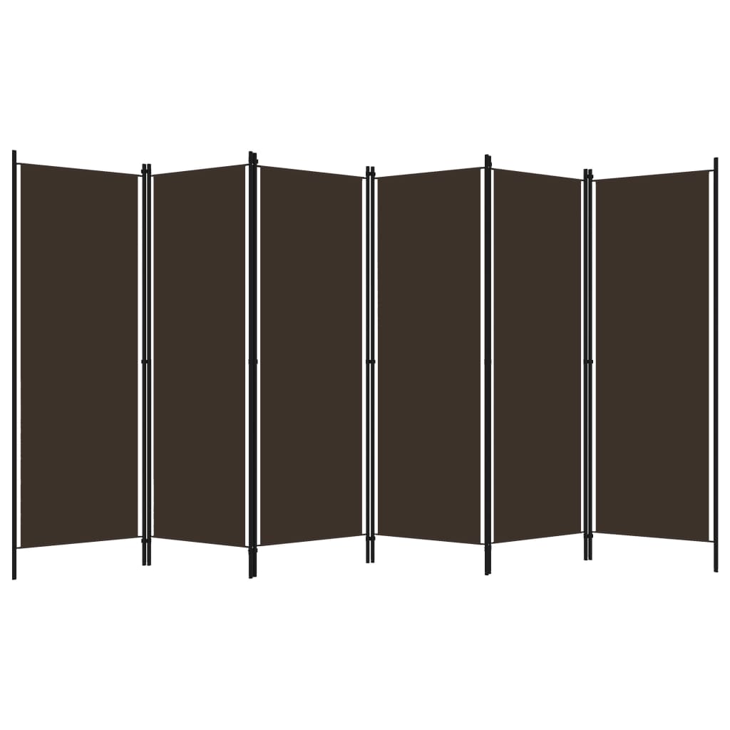 vidaXL 6-Panel Room Divider Brown 300x180 cm