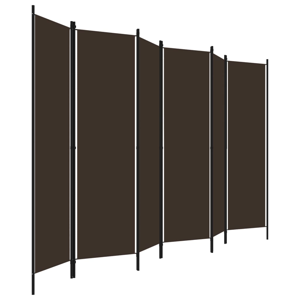 vidaXL 6-Panel Room Divider Brown 300x180 cm