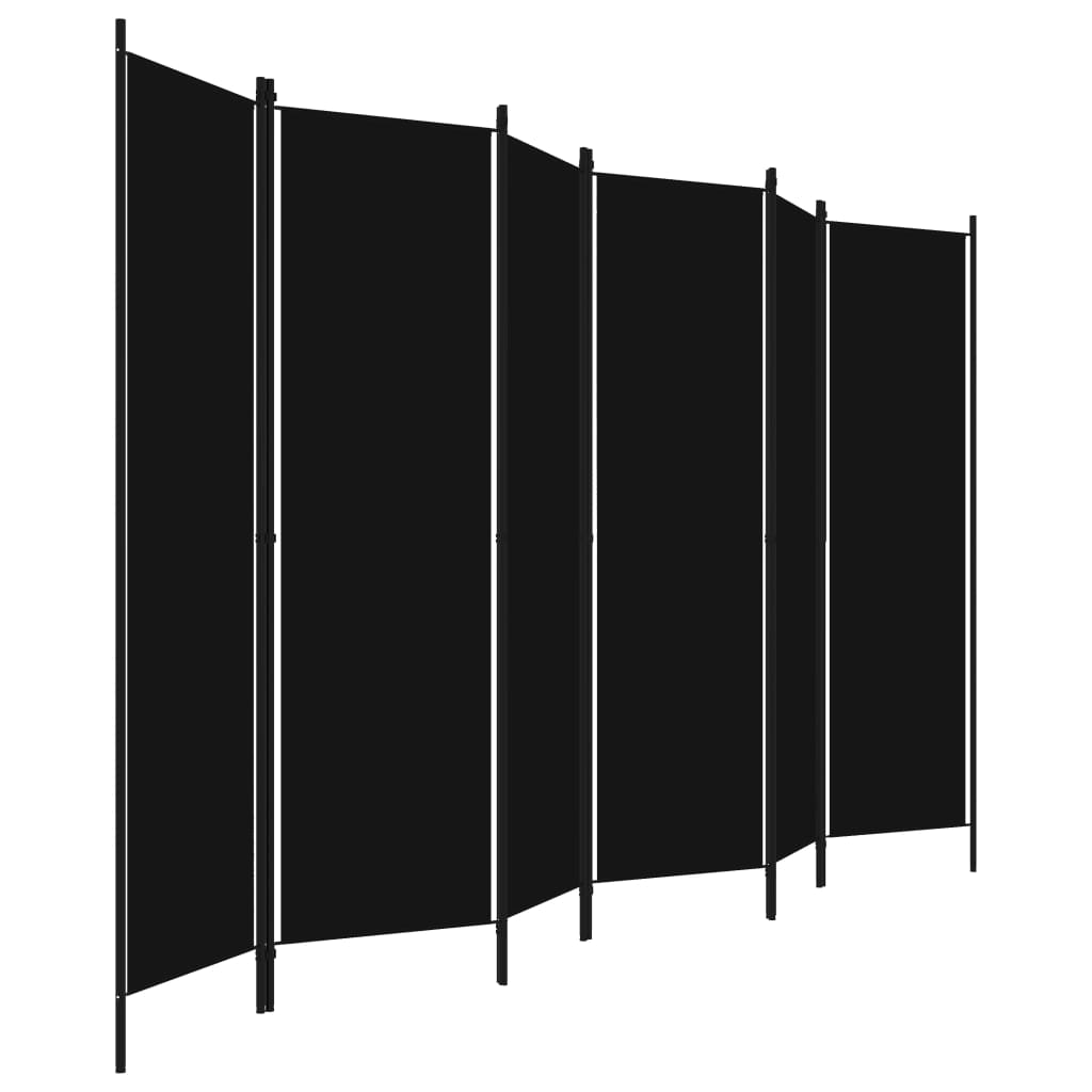 vidaXL 6-Panel Room Divider Black 300x180 cm