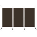 vidaXL 3-Panel Room Divider Brown 260x180 cm