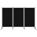 vidaXL 3-Panel Room Divider Black 260x180 cm