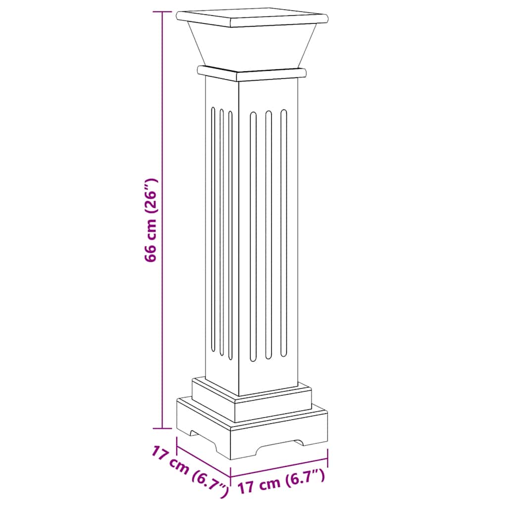 vidaXL Classic Square Pillar Plant Stand Grey 17x17x66 cm MDF