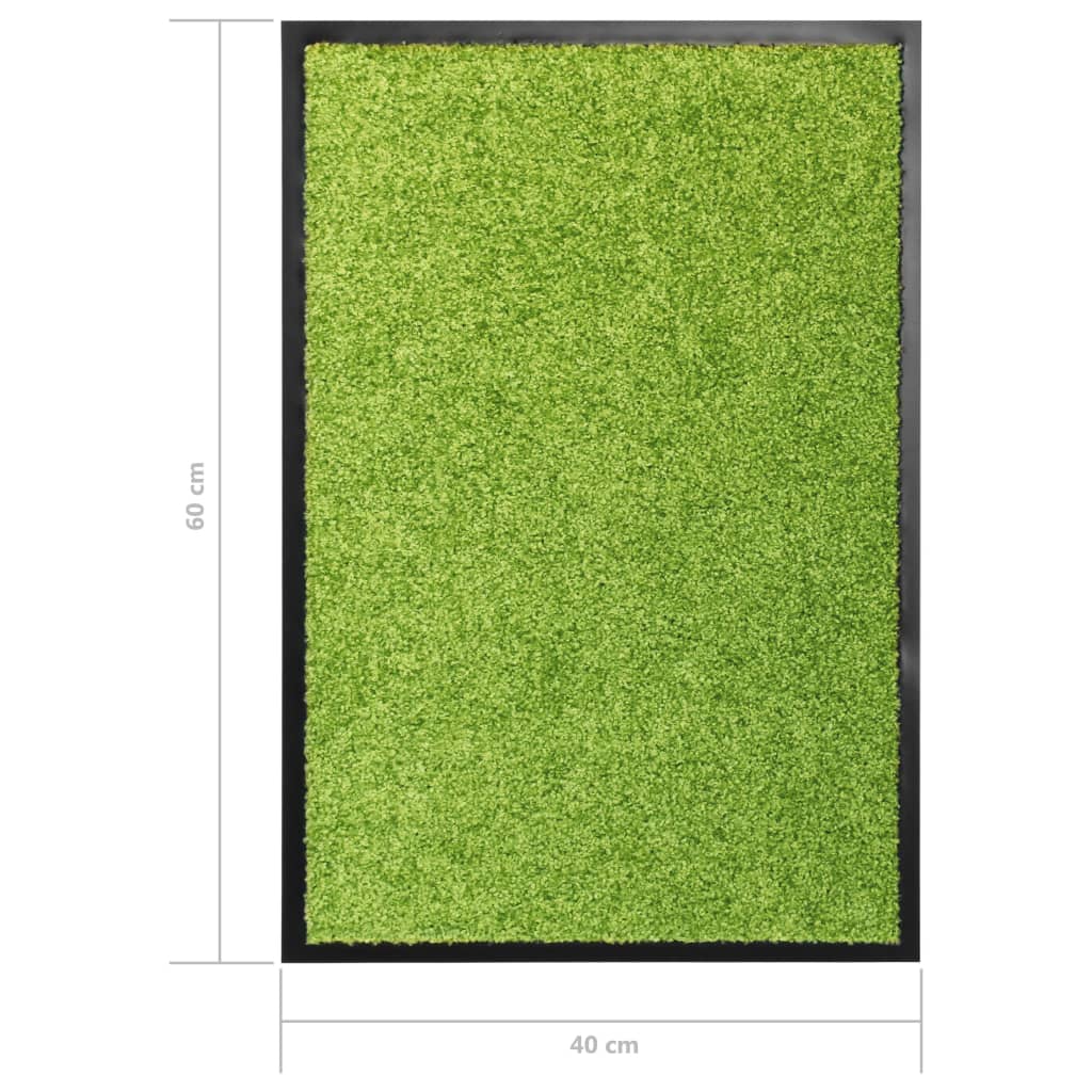 vidaXL Doormat Washable Green 40x60 cm