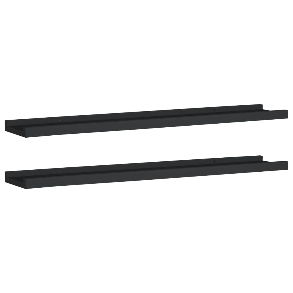 vidaXL Picture Frame Ledge Shelves 2 pcs Black 80x9x3 cm MDF