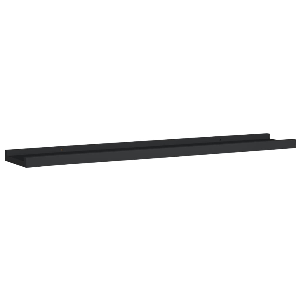 vidaXL Picture Frame Ledge Shelves 2 pcs Black 80x9x3 cm MDF