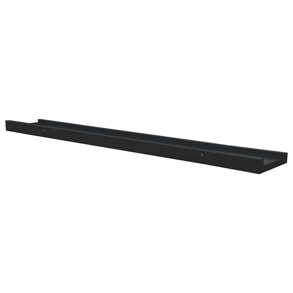 vidaXL Picture Frame Ledge Shelves 2 pcs Black 80x9x3 cm MDF