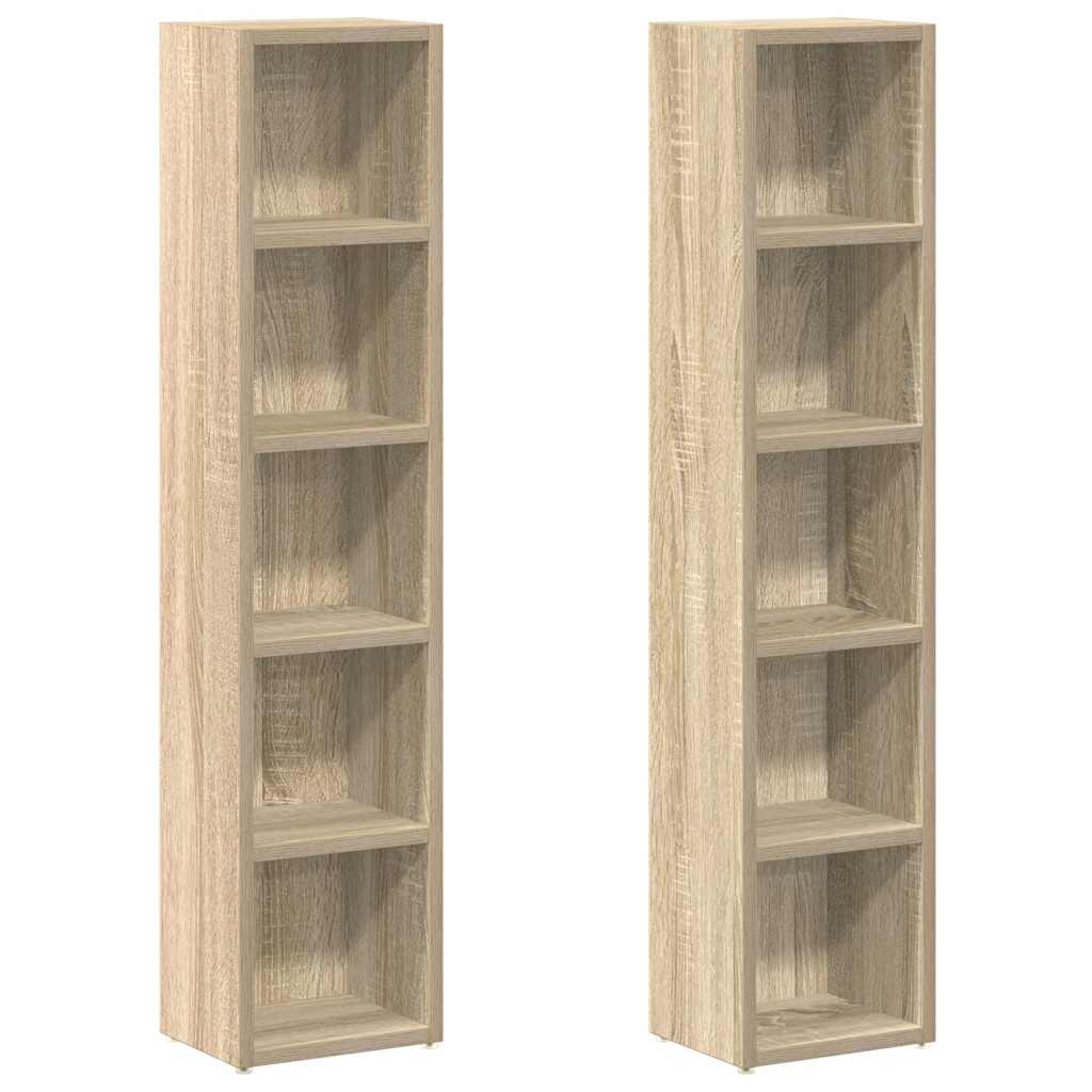 vidaXL CD Cabinets 2 pcs Sonoma Oak 21x16x93.5 cm Engineered Wood