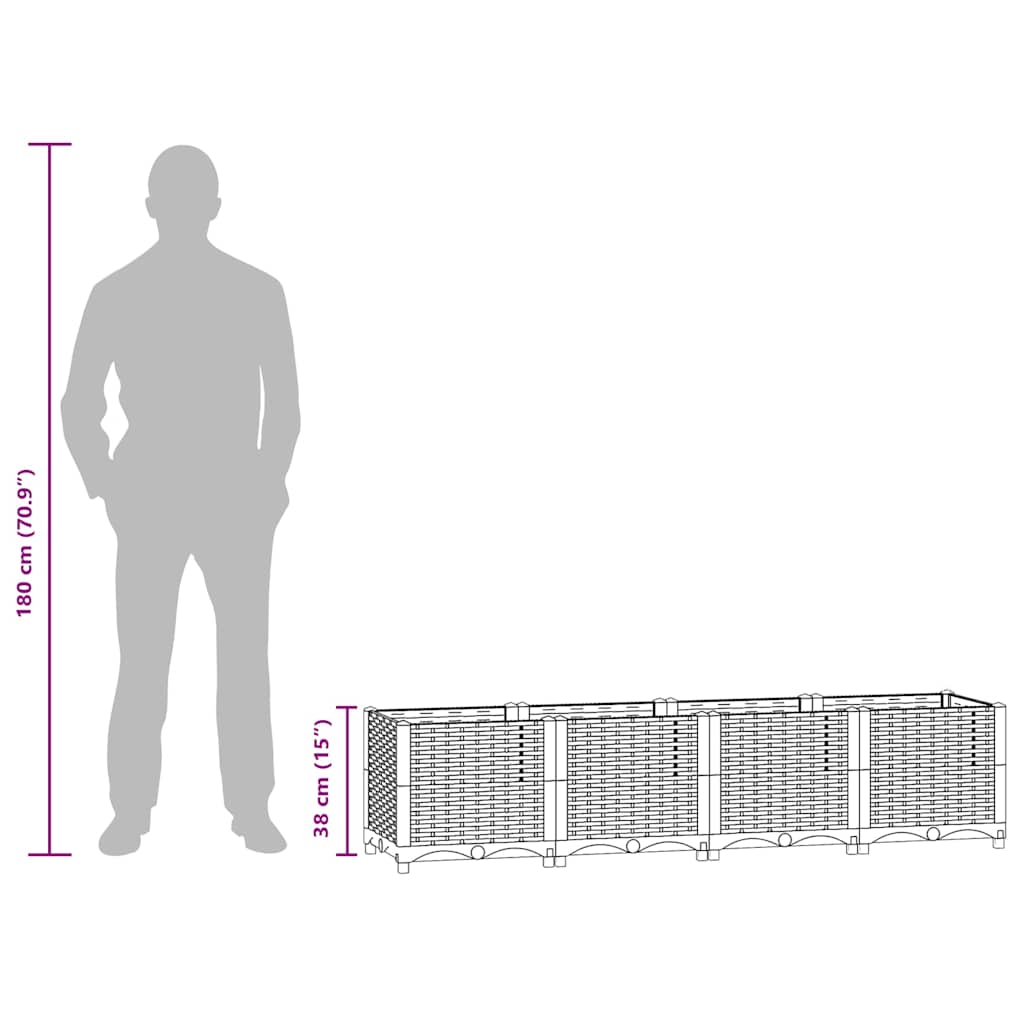 vidaXL Raised Bed 160x40x38 cm Polypropylene