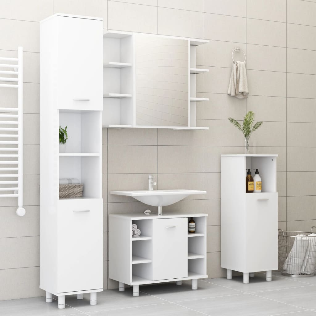 vidaXL Bathroom Cabinet White 30x30x179 cm Engineered Wood