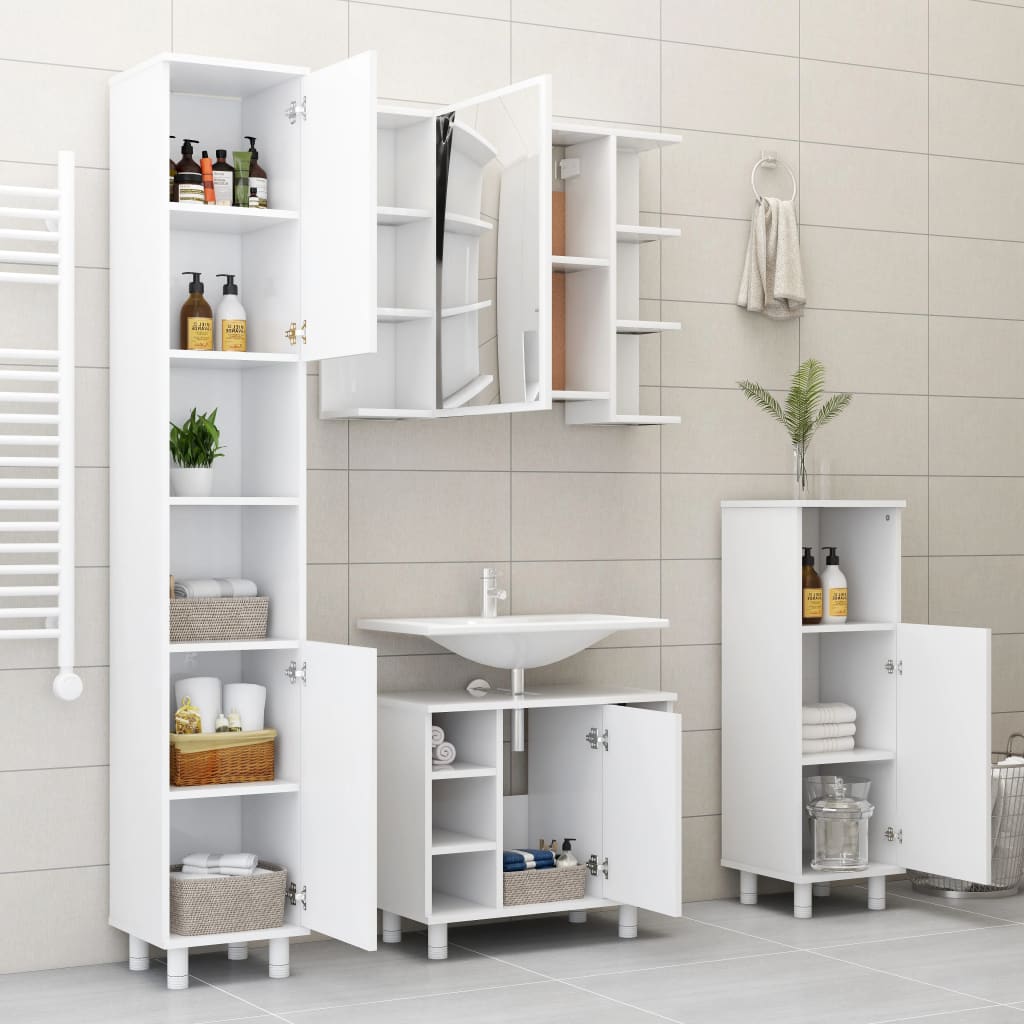 vidaXL Bathroom Cabinet White 30x30x179 cm Engineered Wood