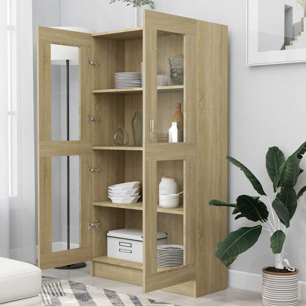 vidaXL Vitrine Cabinet Sonoma Oak 82.5x30.5x150 cm Engineered Wood