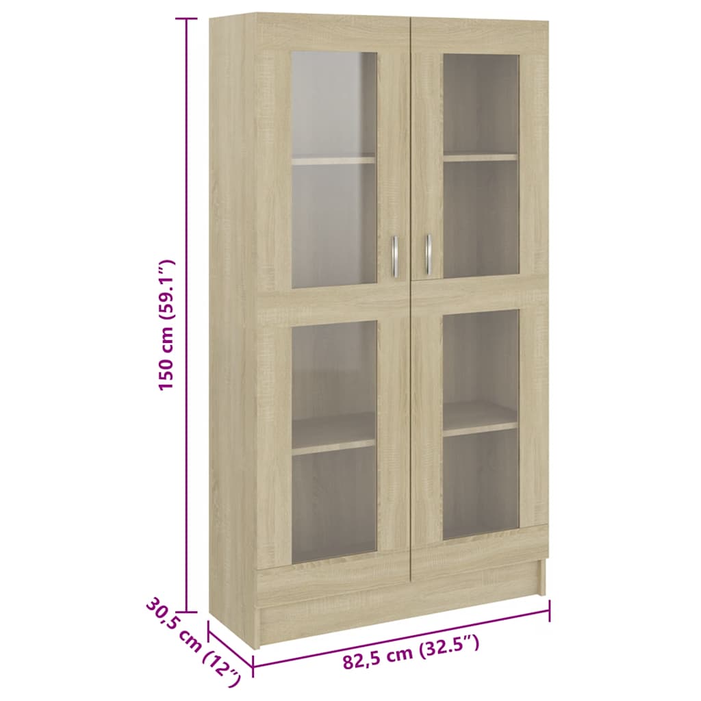 vidaXL Vitrine Cabinet Sonoma Oak 82.5x30.5x150 cm Engineered Wood