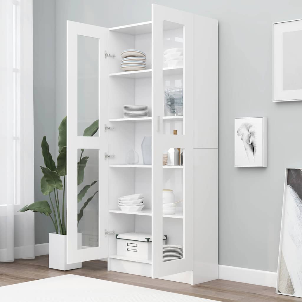 vidaXL Vitrine Cabinet White 82.5x30.5x185 cm Engineered Wood
