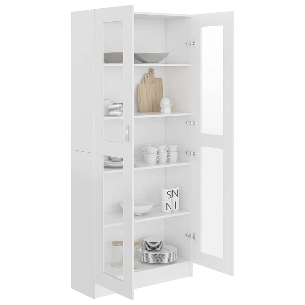 vidaXL Vitrine Cabinet White 82.5x30.5x185 cm Engineered Wood