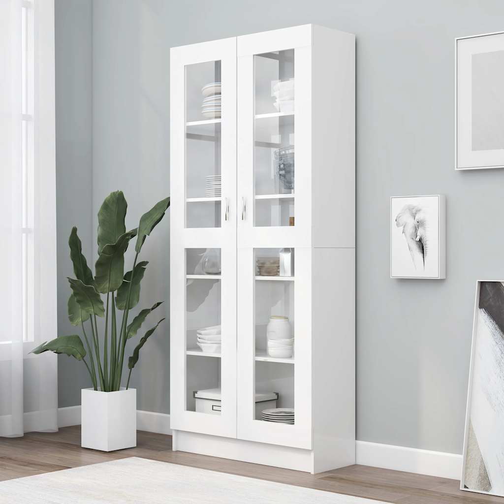 vidaXL Vitrine Cabinet White 82.5x30.5x185 cm Engineered Wood