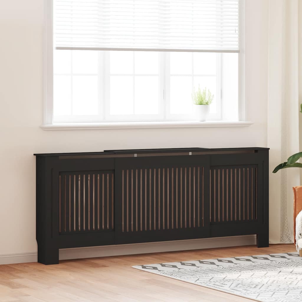 vidaXL MDF Radiator Cover Black 205 cm