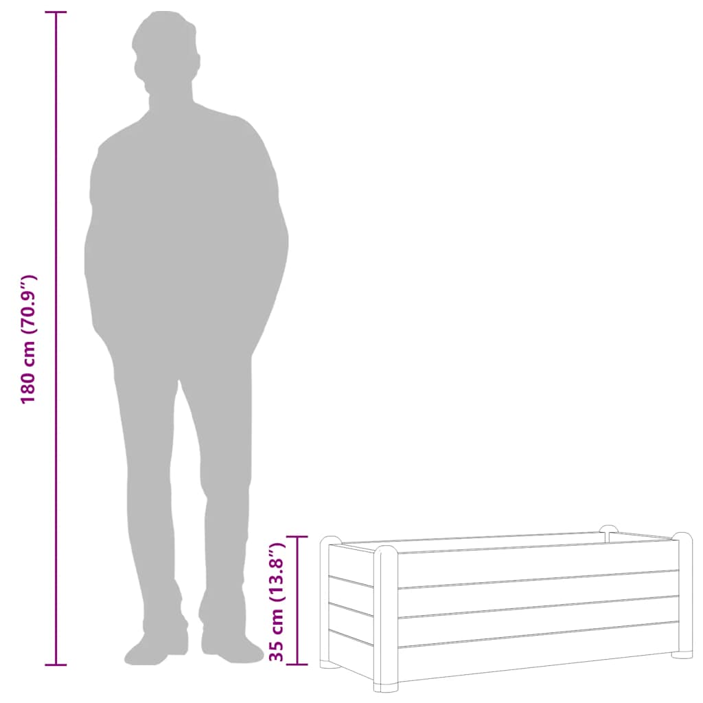 vidaXL Garden Raised Bed PP Anthracite 100x43x35 cm
