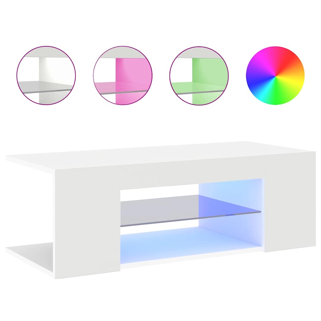 vidaXL TV Cabinet with LED Lights White 90x39x30 cm