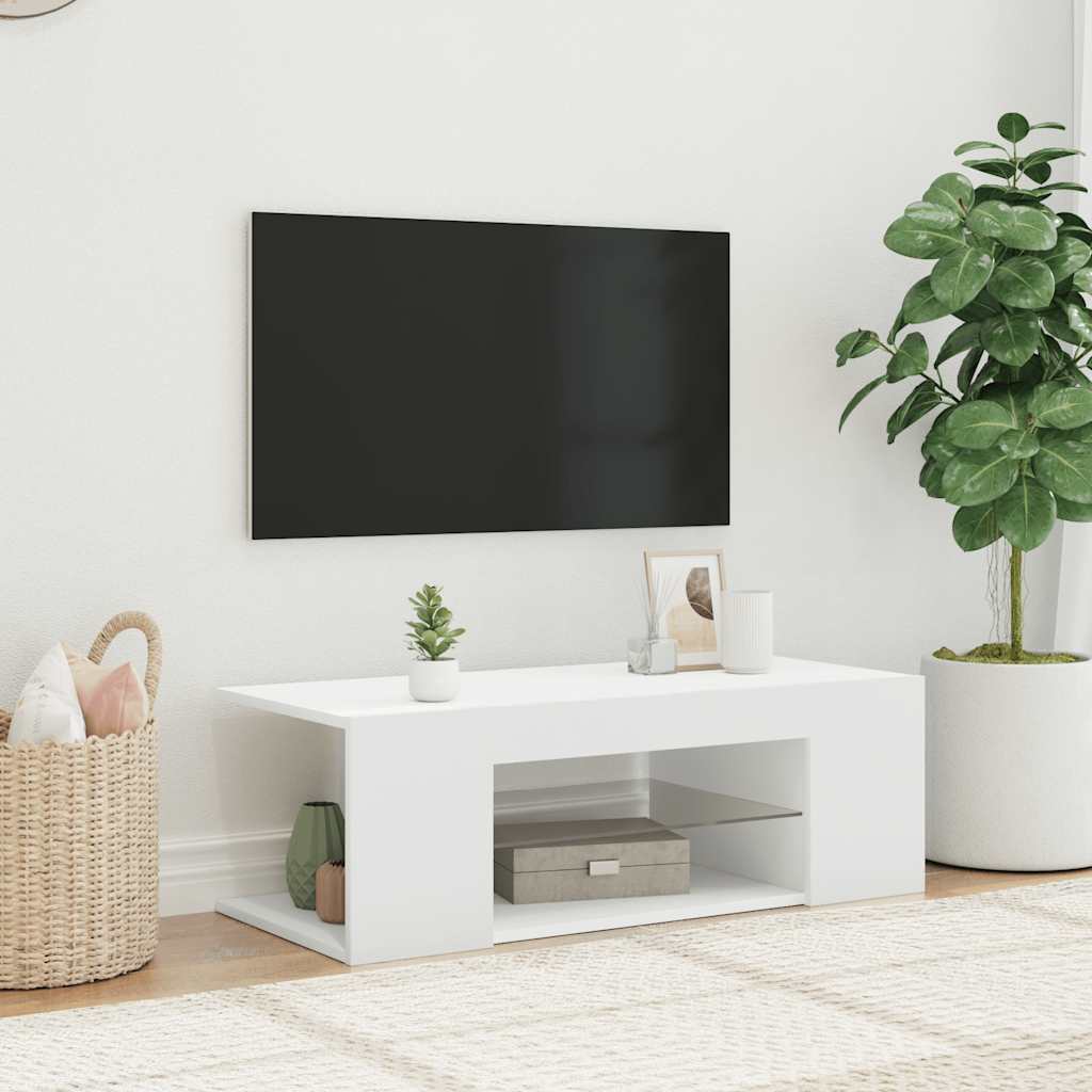 vidaXL TV Cabinet with LED Lights White 90x39x30 cm