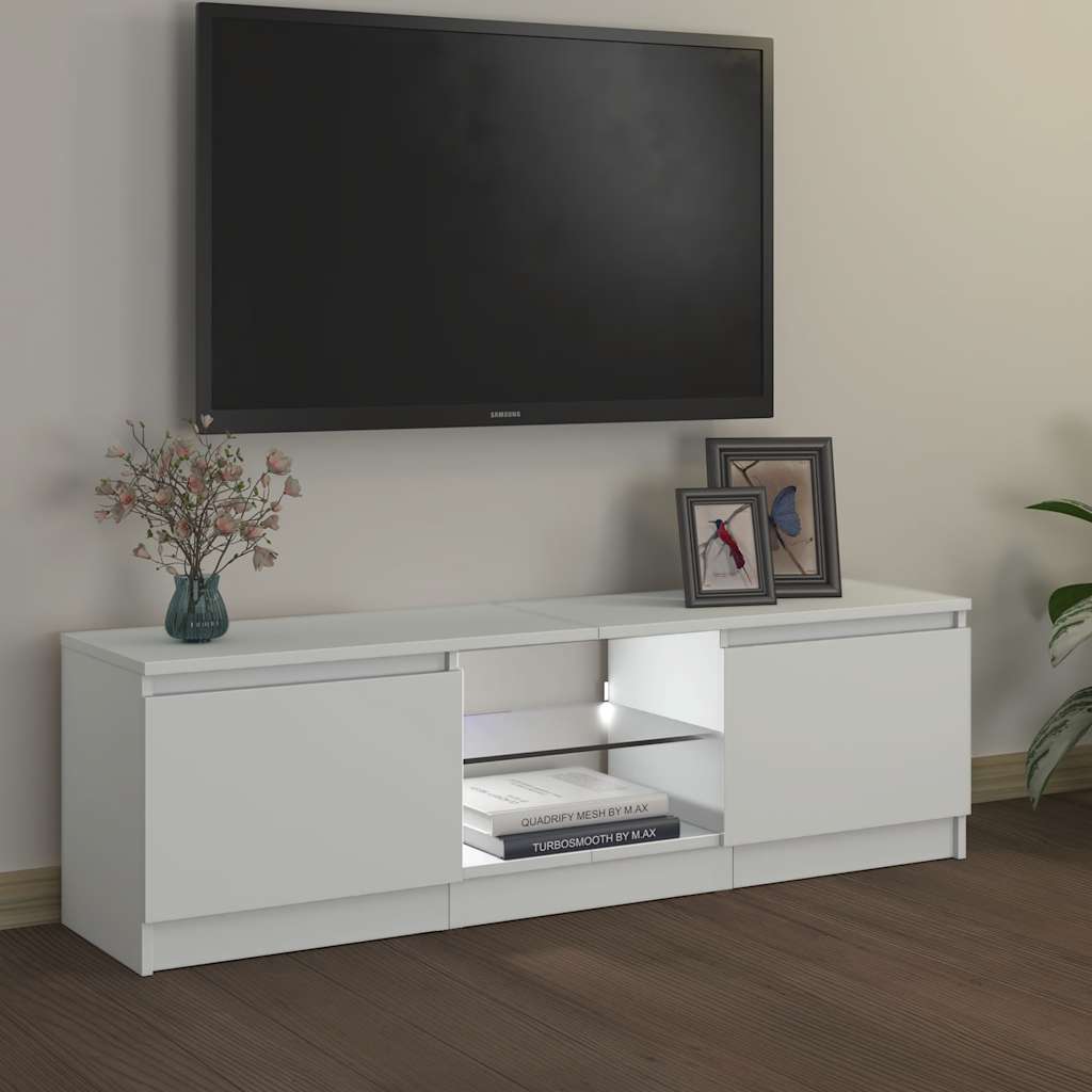 vidaXL TV Cabinet with LED Lights White 120x30x36 cm