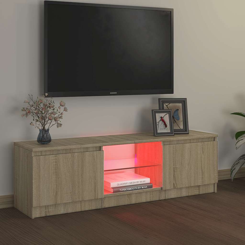 vidaXL TV Cabinet with LED Lights Sonoma Oak 120x30x36 cm