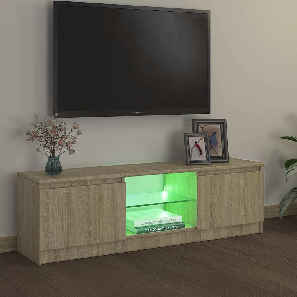 vidaXL TV Cabinet with LED Lights Sonoma Oak 120x30x36 cm