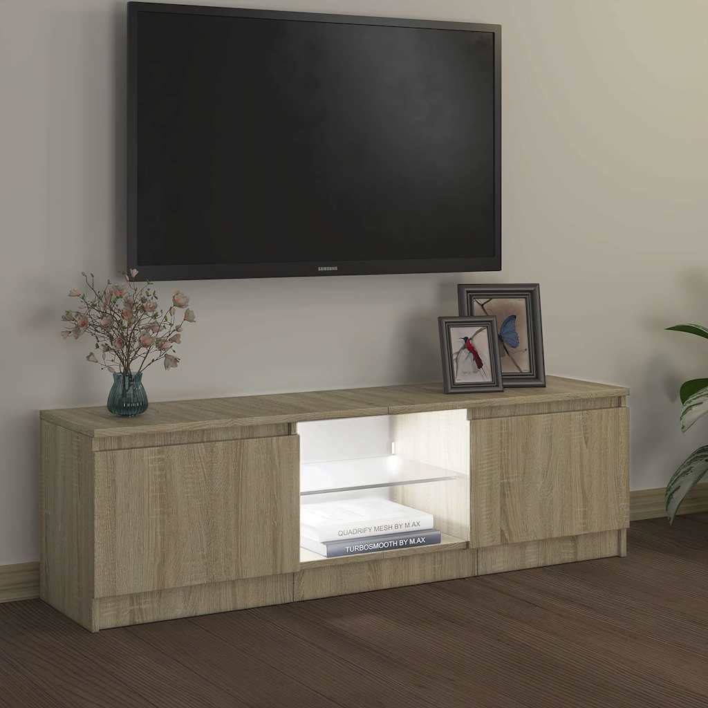 vidaXL TV Cabinet with LED Lights Sonoma Oak 120x30x36 cm