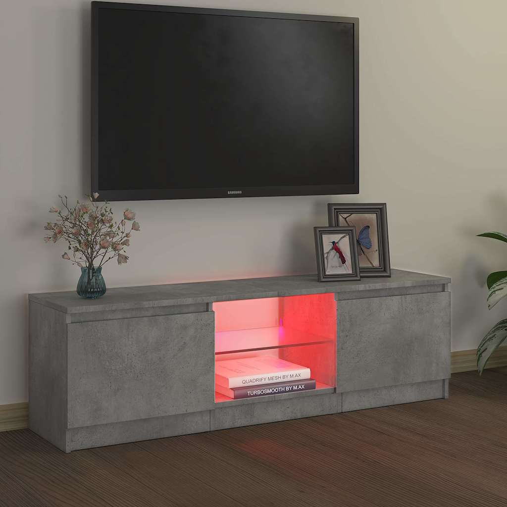 vidaXL TV Cabinet with LED Lights Concrete Grey 120x30x36 cm