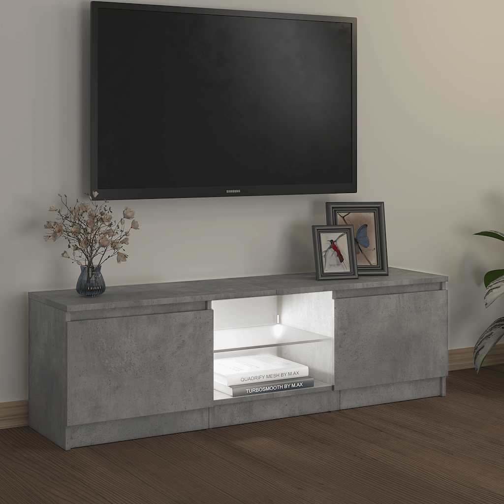 vidaXL TV Cabinet with LED Lights Concrete Grey 120x30x36 cm