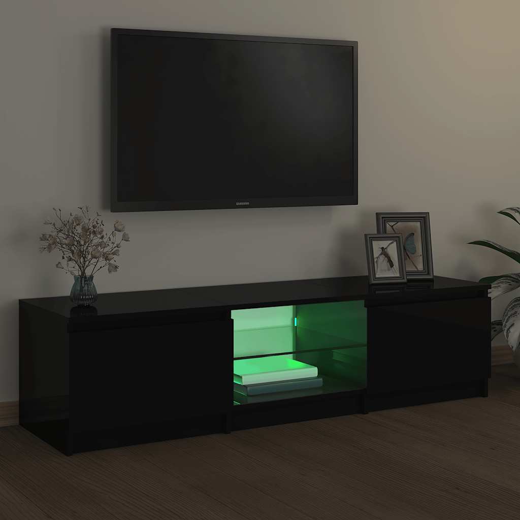 vidaXL TV Cabinet with LED Lights Black 140x40x36 cm