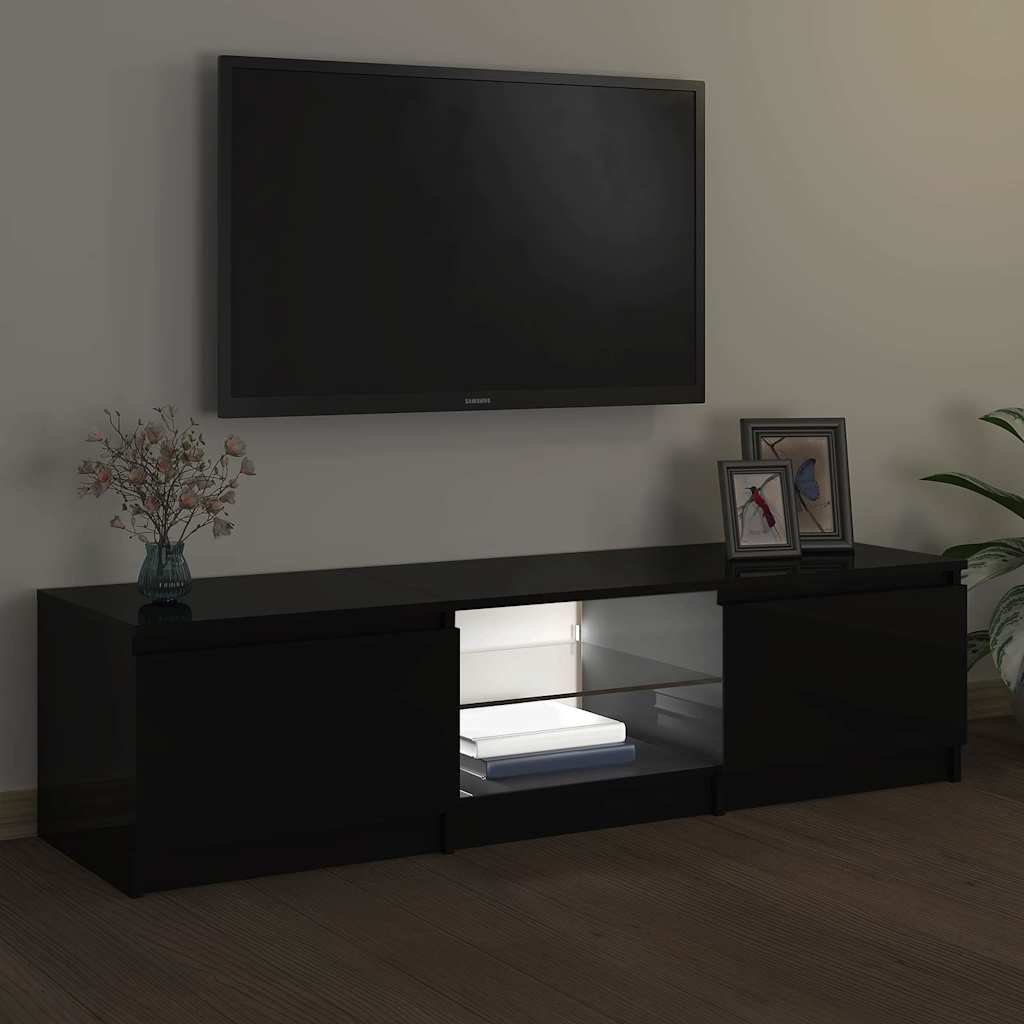 vidaXL TV Cabinet with LED Lights Black 140x40x36 cm