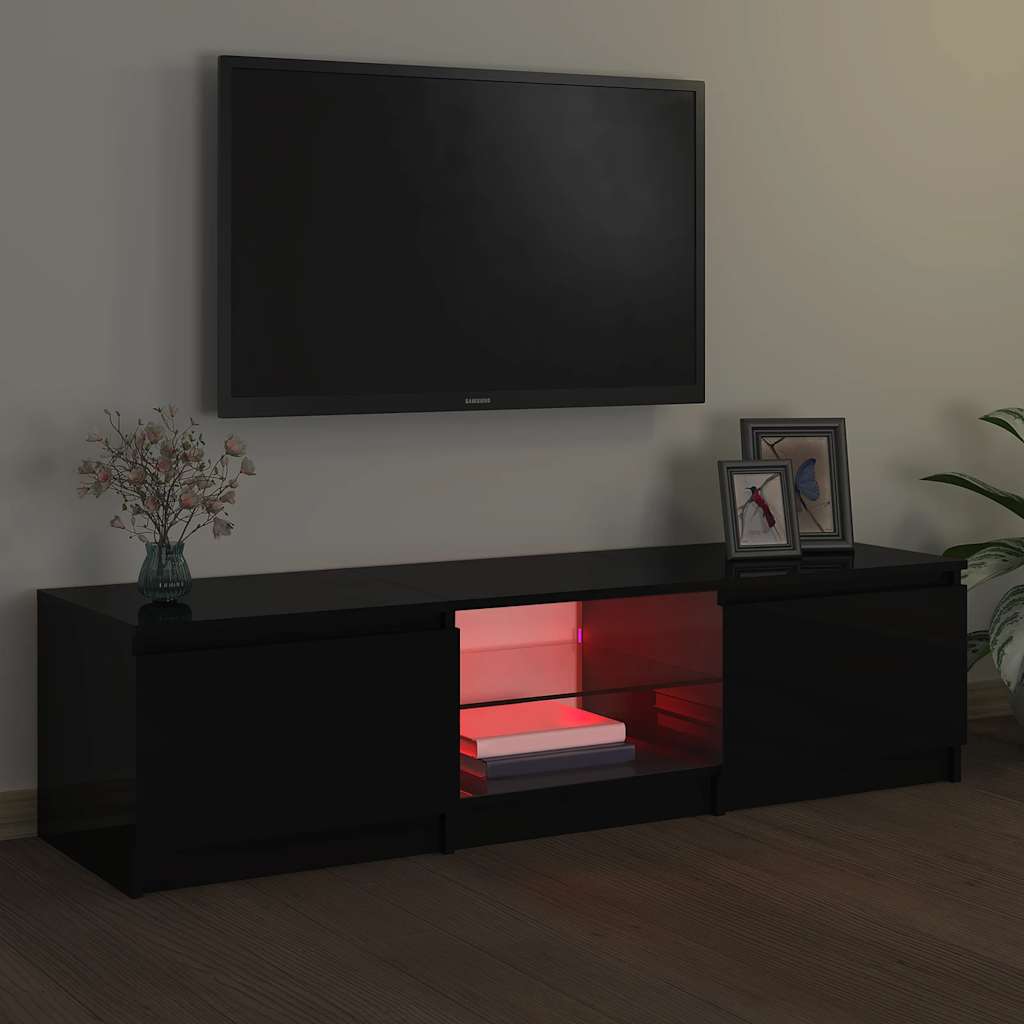 vidaXL TV Cabinet with LED Lights Black 140x40x36 cm