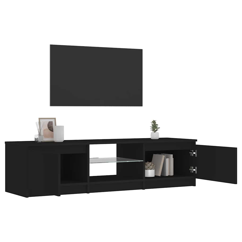vidaXL TV Cabinet with LED Lights Black 140x40x36 cm