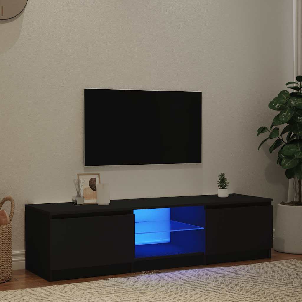 vidaXL TV Cabinet with LED Lights Black 140x40x36 cm