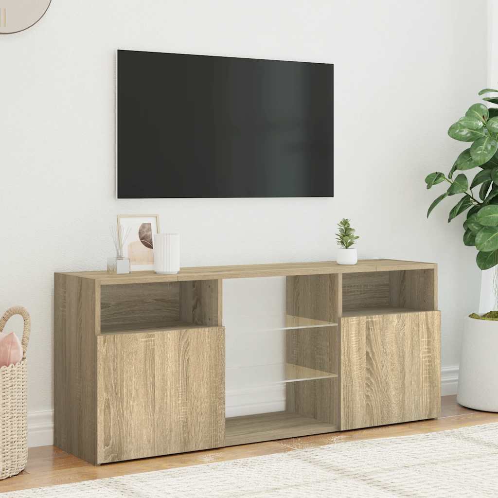 vidaXL TV Cabinet with LED Lights Sonoma Oak 120x30x50 cm