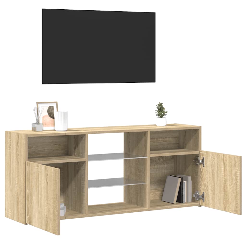 vidaXL TV Cabinet with LED Lights Sonoma Oak 120x30x50 cm