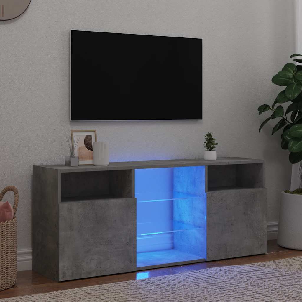 vidaXL TV Cabinet with LED Lights Concrete Grey 120x30x50 cm