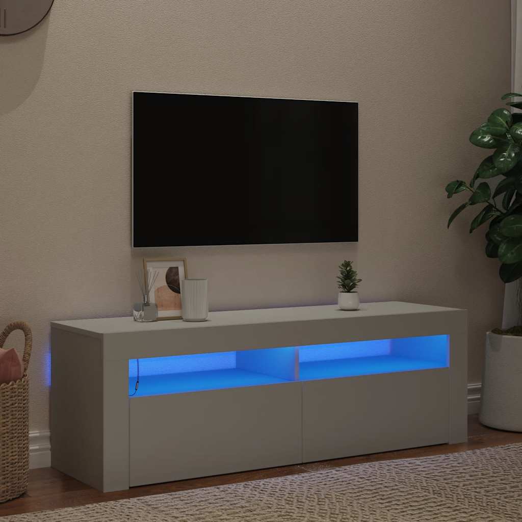 vidaXL TV Cabinet with LED Lights White 120x35x40 cm