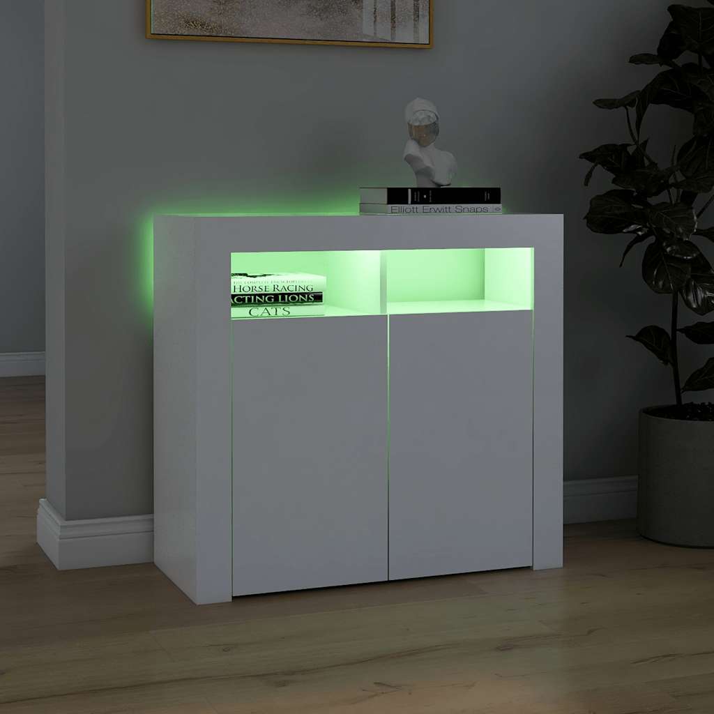 vidaXL Sideboard with LED Lights White 80x35x75 cm