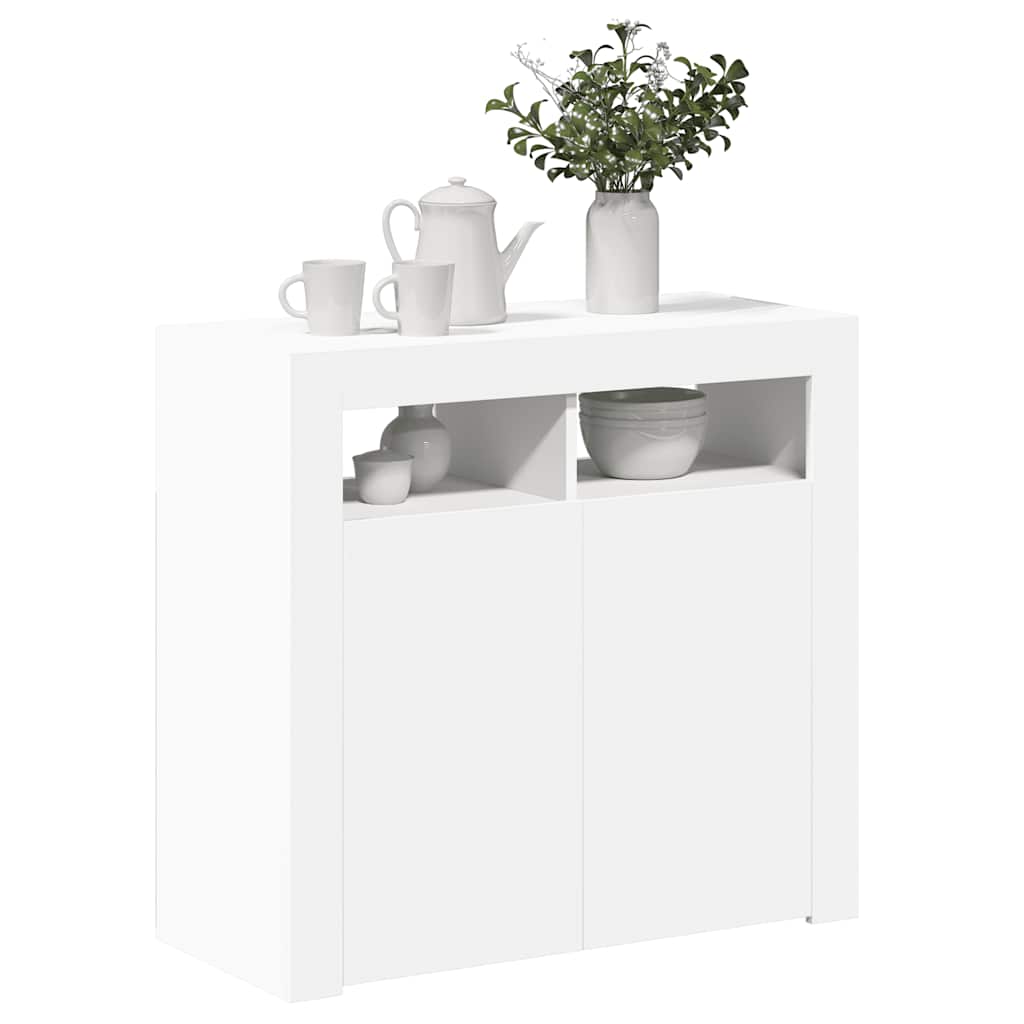 vidaXL Sideboard with LED Lights White 80x35x75 cm