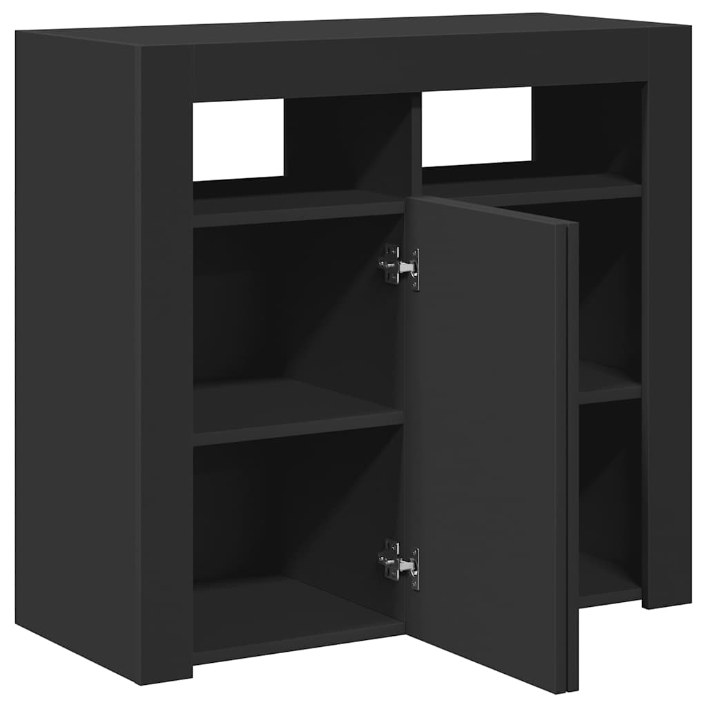 vidaXL Sideboard with LED Lights Black 80x35x75 cm