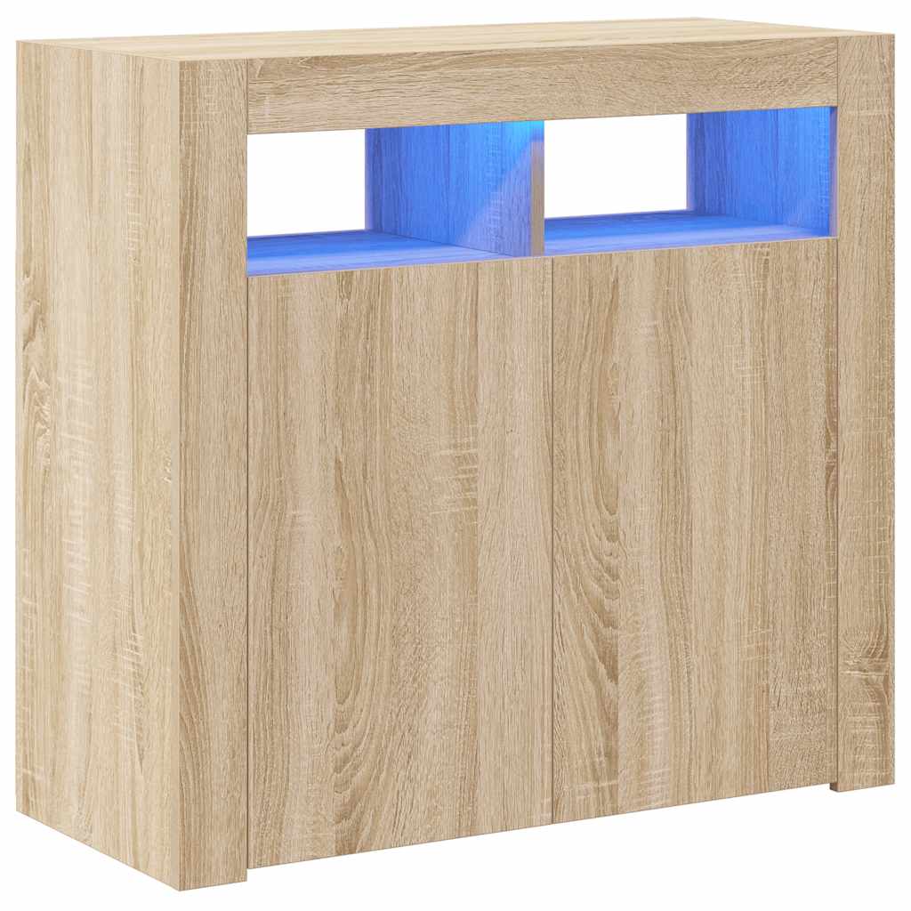 vidaXL Sideboard with LED Lights Sonoma Oak 80x35x75 cm
