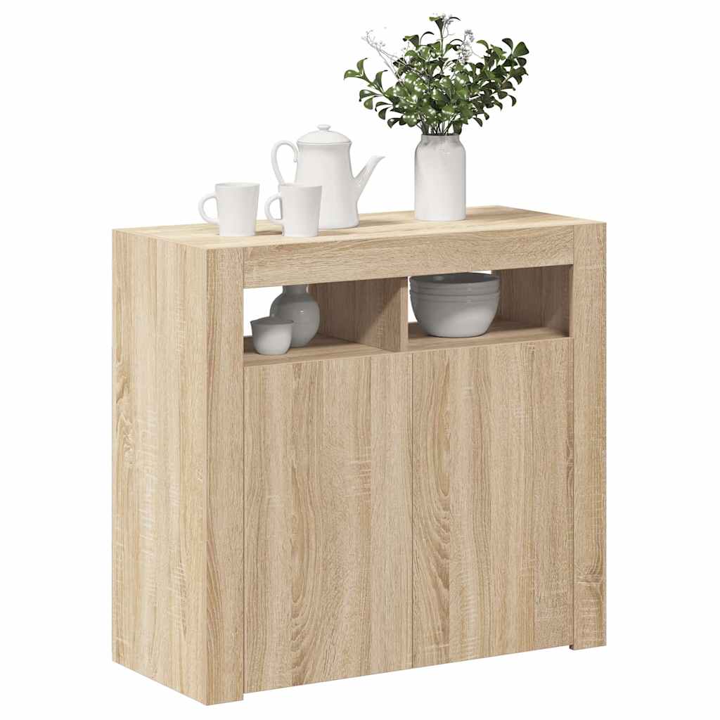 vidaXL Sideboard with LED Lights Sonoma Oak 80x35x75 cm