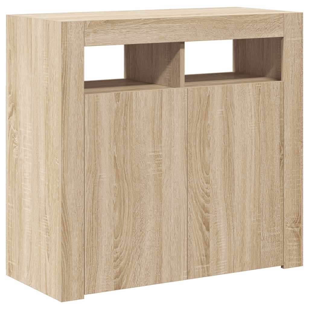 vidaXL Sideboard with LED Lights Sonoma Oak 80x35x75 cm